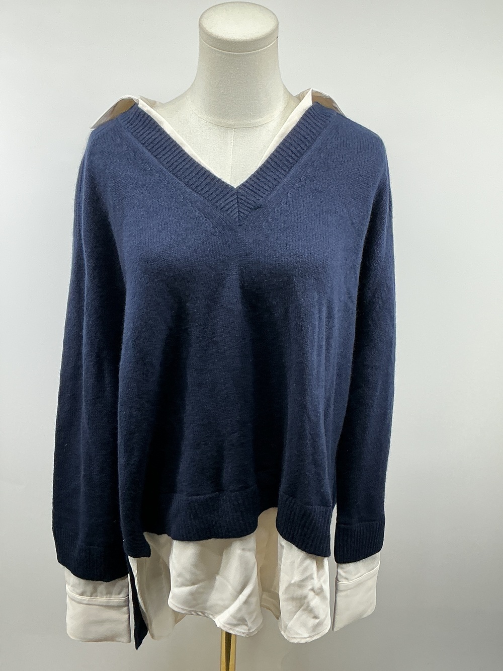100% Mongolian Cashmere Layered V-Neck Sweater